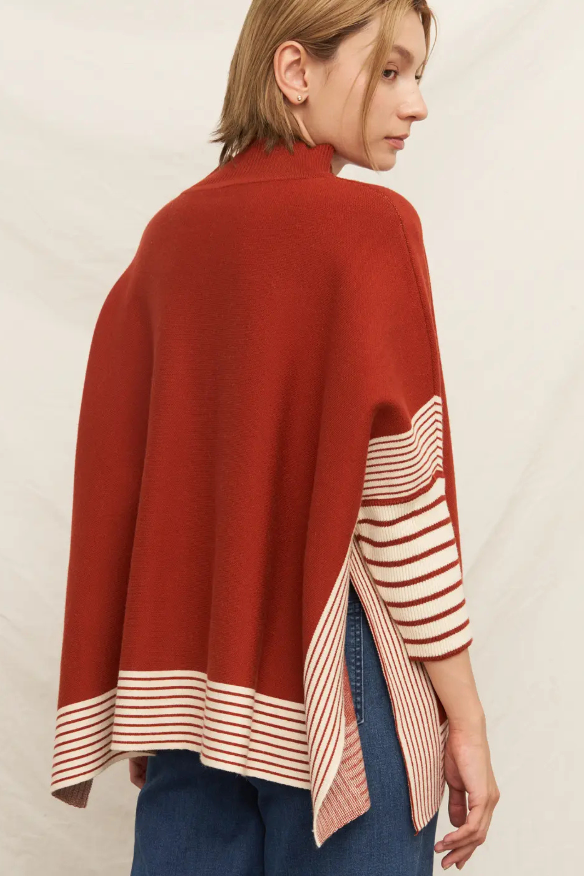 Rust Love Cape Sweater-Sweaters-Vixen Collection, Day Spa and Women's Boutique Located in Seattle, Washington
