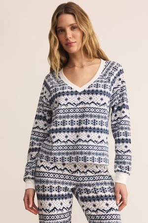 Slopes Fair Isle Long Sleeve Top-Loungewear Tops-Vixen Collection, Day Spa and Women's Boutique Located in Seattle, Washington