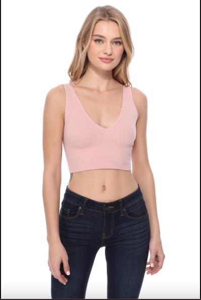 Deep-V Cropped Brami-Loungewear Tops-Vixen Collection, Day Spa and Women's Boutique Located in Seattle, Washington