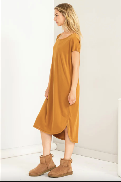 Slouchy Chic Midi, Pale Brown-Dresses-Vixen Collection, Day Spa and Women's Boutique Located in Seattle, Washington