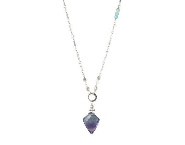 16" Fluorite Dagger Silver Necklace-Jewelry-Vixen Collection, Day Spa and Women's Boutique Located in Seattle, Washington