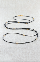 42" Black Spinel Gold Beads Necklace-Necklaces-Vixen Collection, Day Spa and Women's Boutique Located in Seattle, Washington