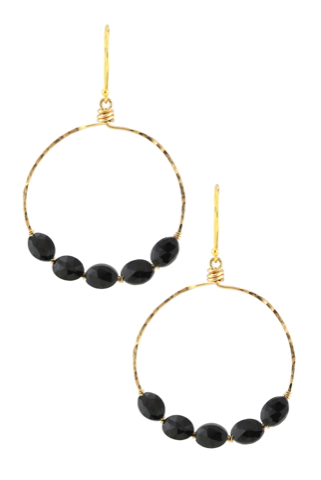 Black hoop earrings, Gemstone hoop earrings, Gold hoop earrings, Gold statement earrings, Hoop earrings, Spinel gemstone hoop earrings high quality