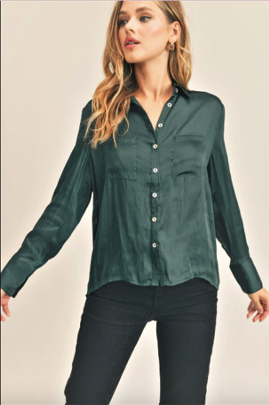 Piper Button Down Blouse-Long Sleeves-Vixen Collection, Day Spa and Women's Boutique Located in Seattle, Washington