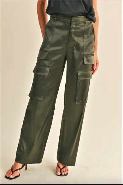 Cassie Satin Cargo Pants