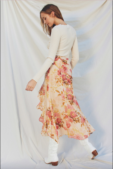 Bonica Diagonal Ruffled Skirt-Skirts-Vixen Collection, Day Spa and Women's Boutique Located in Seattle, Washington