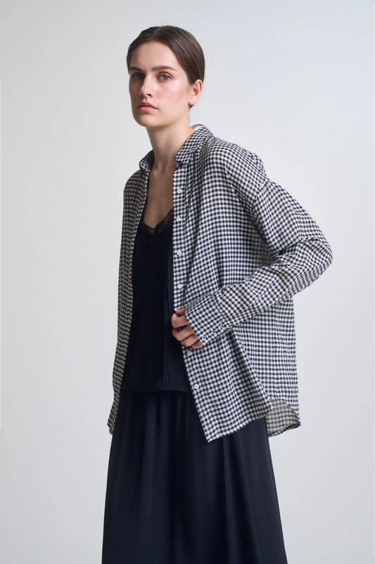 Sea Mist Check Button Up-Long Sleeves-Vixen Collection, Day Spa and Women's Boutique Located in Seattle, Washington