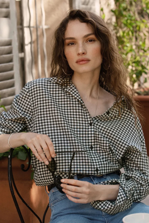 Seaport Button Up Top-Long Sleeves-Vixen Collection, Day Spa and Women's Boutique Located in Seattle, Washington