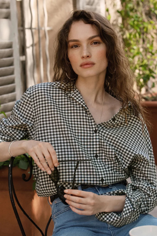 Seaport Button Up Top-Long Sleeves-Vixen Collection, Day Spa and Women's Boutique Located in Seattle, Washington