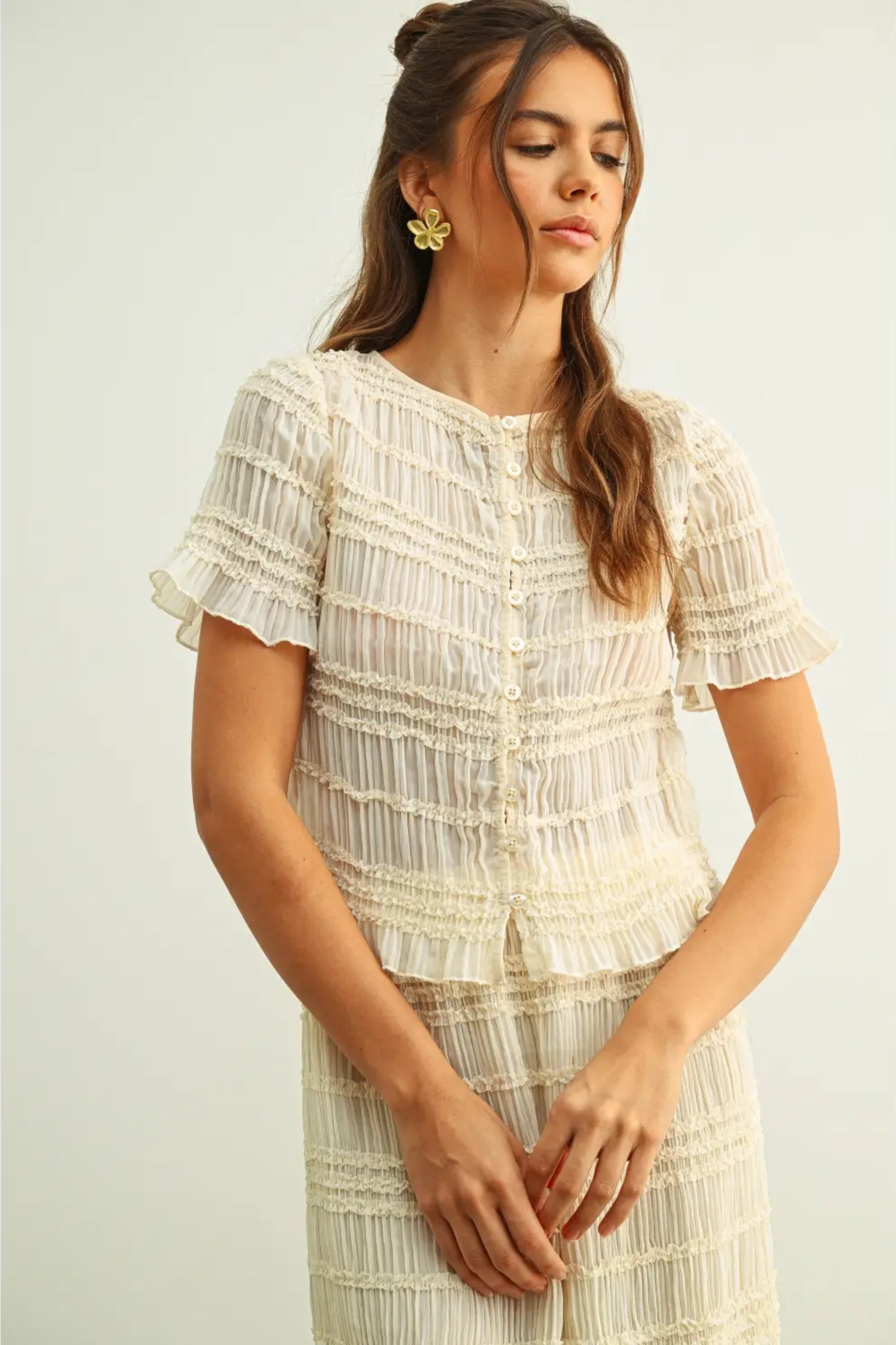 Seaside Chiffon Top-Tops-Vixen Collection, Day Spa and Women's Boutique Located in Seattle, Washington