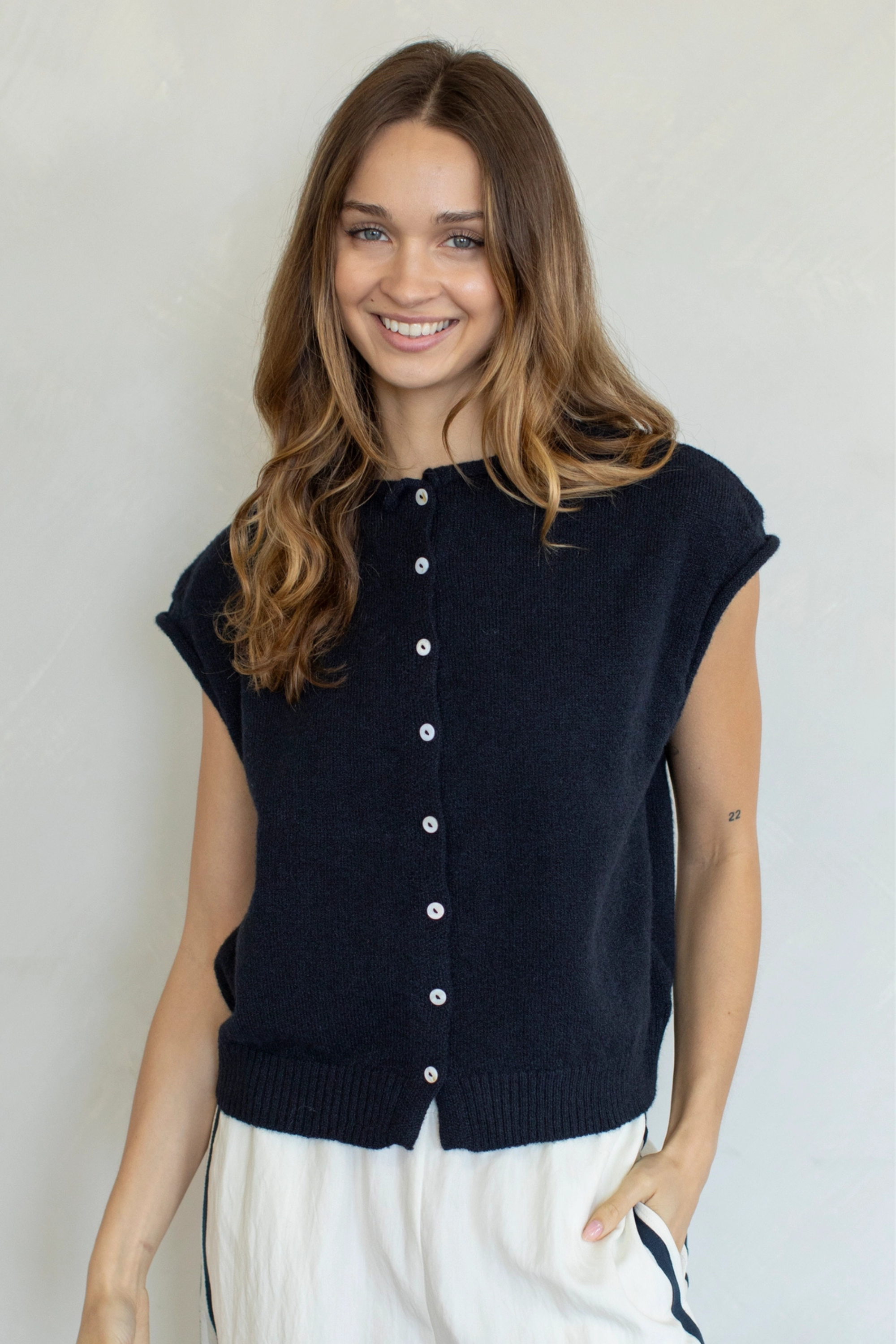 Sleeveless Piper Cardigan-Sweaters-Vixen Collection, Day Spa and Women's Boutique Located in Seattle, Washington