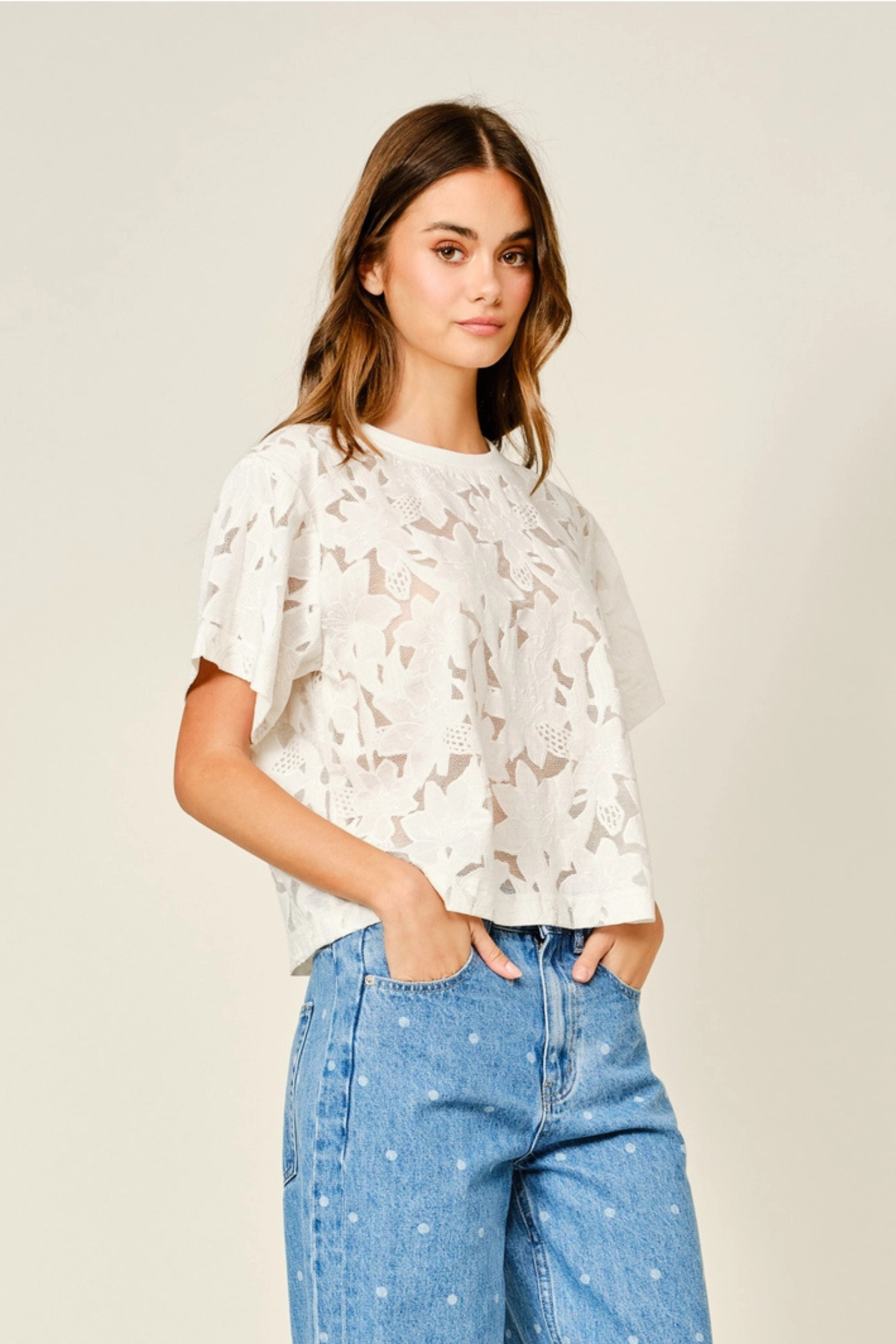 The Bloom Lace Tee-Tops-Vixen Collection, Day Spa and Women's Boutique Located in Seattle, Washington