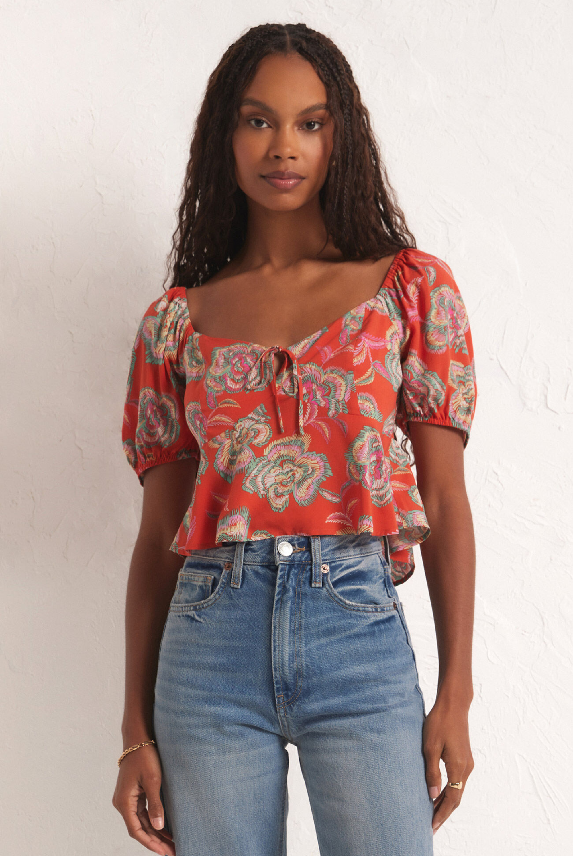 Renelle Tango Floral Top-Short Sleeves-Vixen Collection, Day Spa and Women's Boutique Located in Seattle, Washington