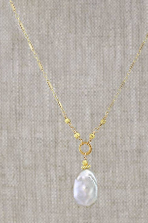 Grey Baroque Pearl & Labradorite Gold Necklace-Necklaces-Vixen Collection, Day Spa and Women's Boutique Located in Seattle, Washington