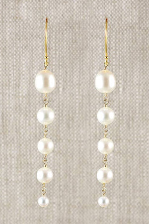 Graduated White Pearl Earrings-Earrings-Vixen Collection, Day Spa and Women's Boutique Located in Seattle, Washington