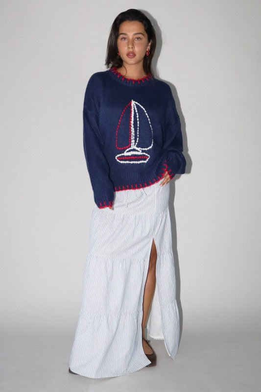 Driftwind Sailboat Sweater-Sweaters-Vixen Collection, Day Spa and Women's Boutique Located in Seattle, Washington