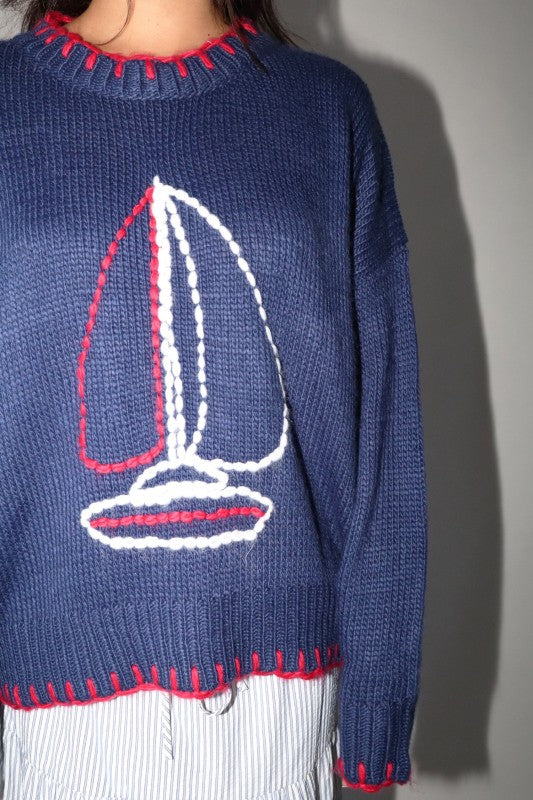 Driftwind Sailboat Sweater-Sweaters-Vixen Collection, Day Spa and Women's Boutique Located in Seattle, Washington
