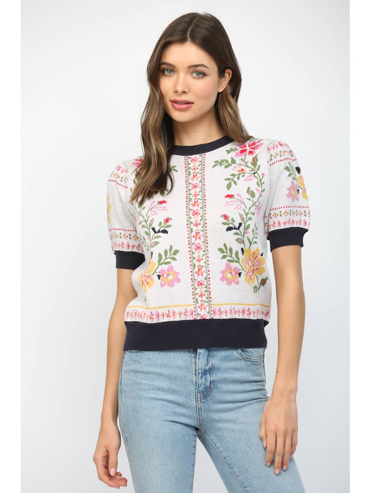 Porcelain Petals Sweater-Tops-Vixen Collection, Day Spa and Women's Boutique Located in Seattle, Washington
