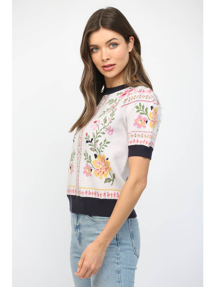 Porcelain Petals Sweater-Tops-Vixen Collection, Day Spa and Women's Boutique Located in Seattle, Washington