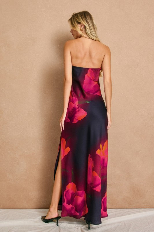 Petal Noir Strapless Maxi Dress-Dresses-Vixen Collection, Day Spa and Women's Boutique Located in Seattle, Washington