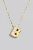 Pave Bubble Initial Pendant Necklace-Necklaces-Vixen Collection, Day Spa and Women's Boutique Located in Seattle, Washington