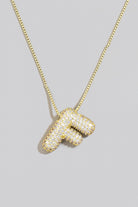 Pave Bubble Initial Pendant Necklace-Necklaces-Vixen Collection, Day Spa and Women's Boutique Located in Seattle, Washington