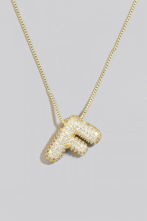 Pave Bubble Initial Pendant Necklace-Necklaces-Vixen Collection, Day Spa and Women's Boutique Located in Seattle, Washington