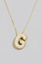 Pave Bubble Initial Pendant Necklace-Necklaces-Vixen Collection, Day Spa and Women's Boutique Located in Seattle, Washington