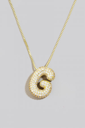 Pave Bubble Initial Pendant Necklace-Necklaces-Vixen Collection, Day Spa and Women's Boutique Located in Seattle, Washington