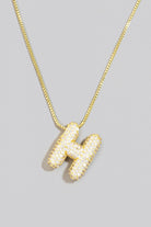 Pave Bubble Initial Pendant Necklace-Necklaces-Vixen Collection, Day Spa and Women's Boutique Located in Seattle, Washington
