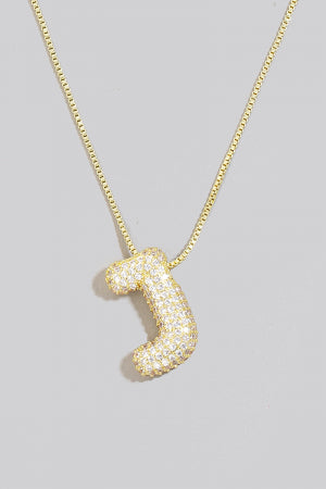 Pave Bubble Initial Pendant Necklace-Necklaces-Vixen Collection, Day Spa and Women's Boutique Located in Seattle, Washington