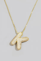Pave Bubble Initial Pendant Necklace-Necklaces-Vixen Collection, Day Spa and Women's Boutique Located in Seattle, Washington