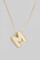 Pave Bubble Initial Pendant Necklace-Necklaces-Vixen Collection, Day Spa and Women's Boutique Located in Seattle, Washington