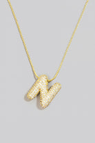 Pave Bubble Initial Pendant Necklace-Necklaces-Vixen Collection, Day Spa and Women's Boutique Located in Seattle, Washington