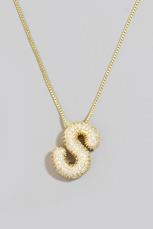 Pave Bubble Initial Pendant Necklace-Necklaces-Vixen Collection, Day Spa and Women's Boutique Located in Seattle, Washington