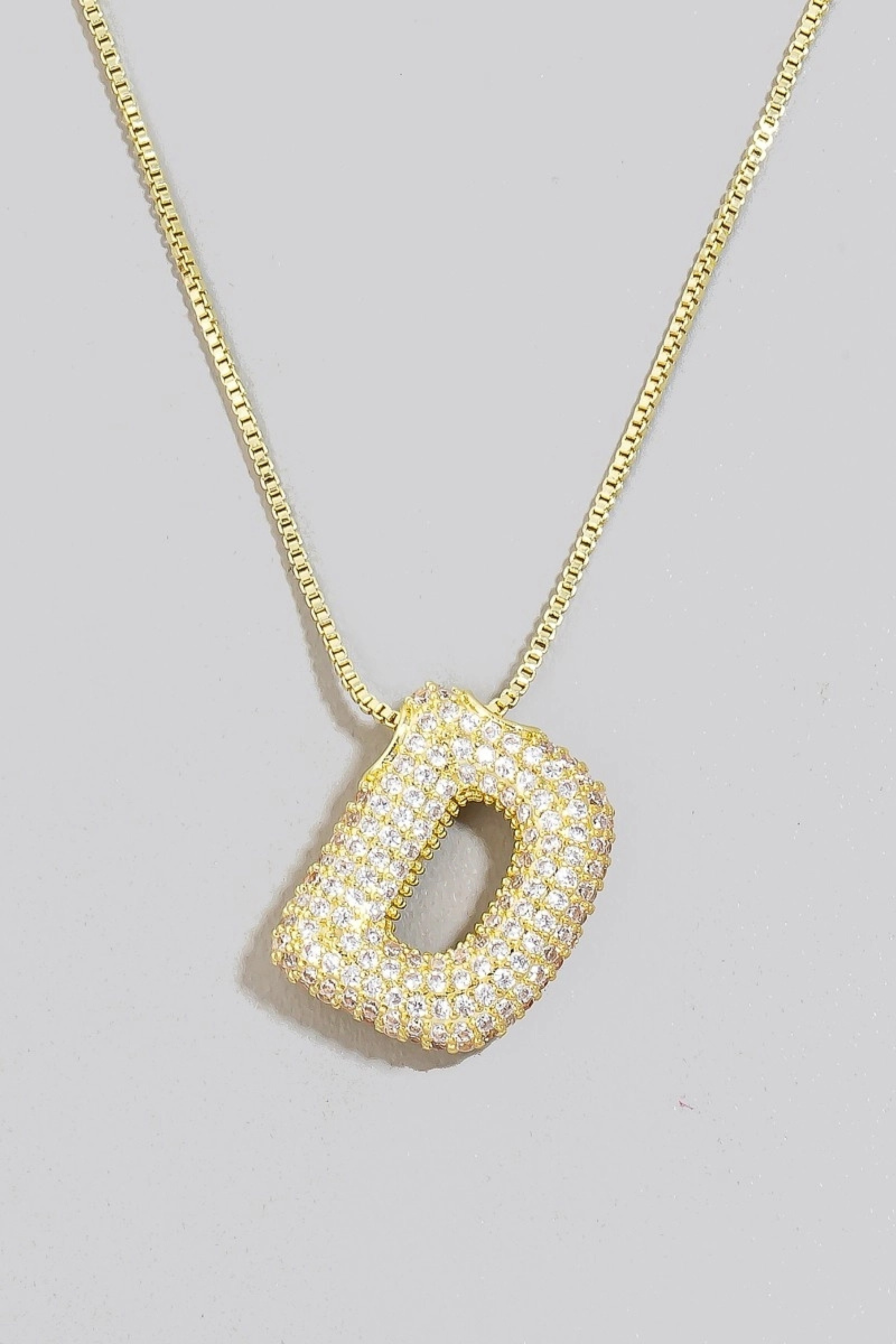 Pave Bubble Initial Pendant Necklace-Necklaces-Vixen Collection, Day Spa and Women's Boutique Located in Seattle, Washington