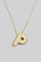 Pave Bubble Initial Pendant Necklace-Necklaces-Vixen Collection, Day Spa and Women's Boutique Located in Seattle, Washington