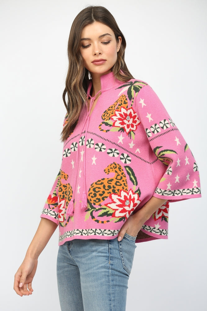 Pink Paradise Prowl Sweater-Tops-Vixen Collection, Day Spa and Women's Boutique Located in Seattle, Washington