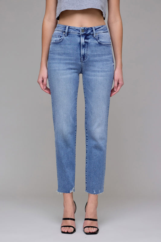 Medium Wash Clean Stretch Cropped Straight-Bottoms-Vixen Collection, Day Spa and Women's Boutique Located in Seattle, Washington