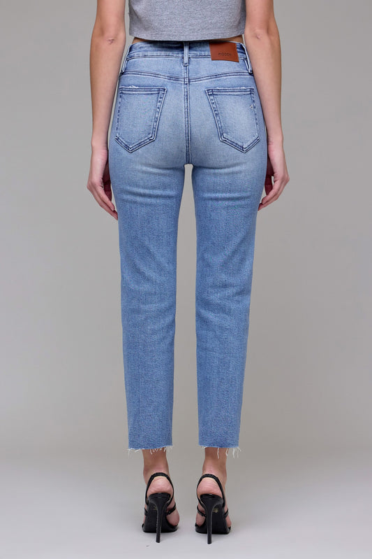 Medium Wash Clean Stretch Cropped Straight-Bottoms-Vixen Collection, Day Spa and Women's Boutique Located in Seattle, Washington