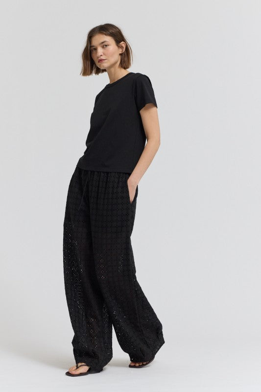 Midnight Eyelet Pants-Pants-Vixen Collection, Day Spa and Women's Boutique Located in Seattle, Washington