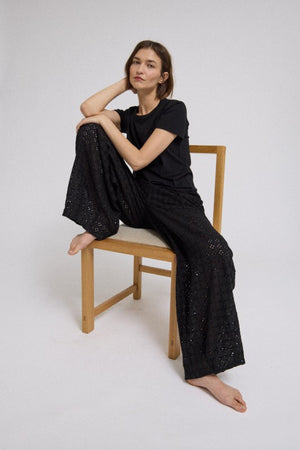 Midnight Eyelet Pants-Pants-Vixen Collection, Day Spa and Women's Boutique Located in Seattle, Washington