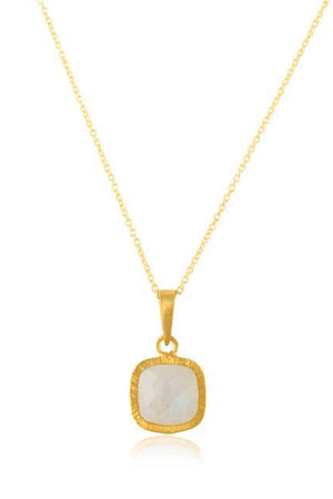 Rainbow Moonstone Square Pendant-Necklaces-Vixen Collection, Day Spa and Women's Boutique Located in Seattle, Washington