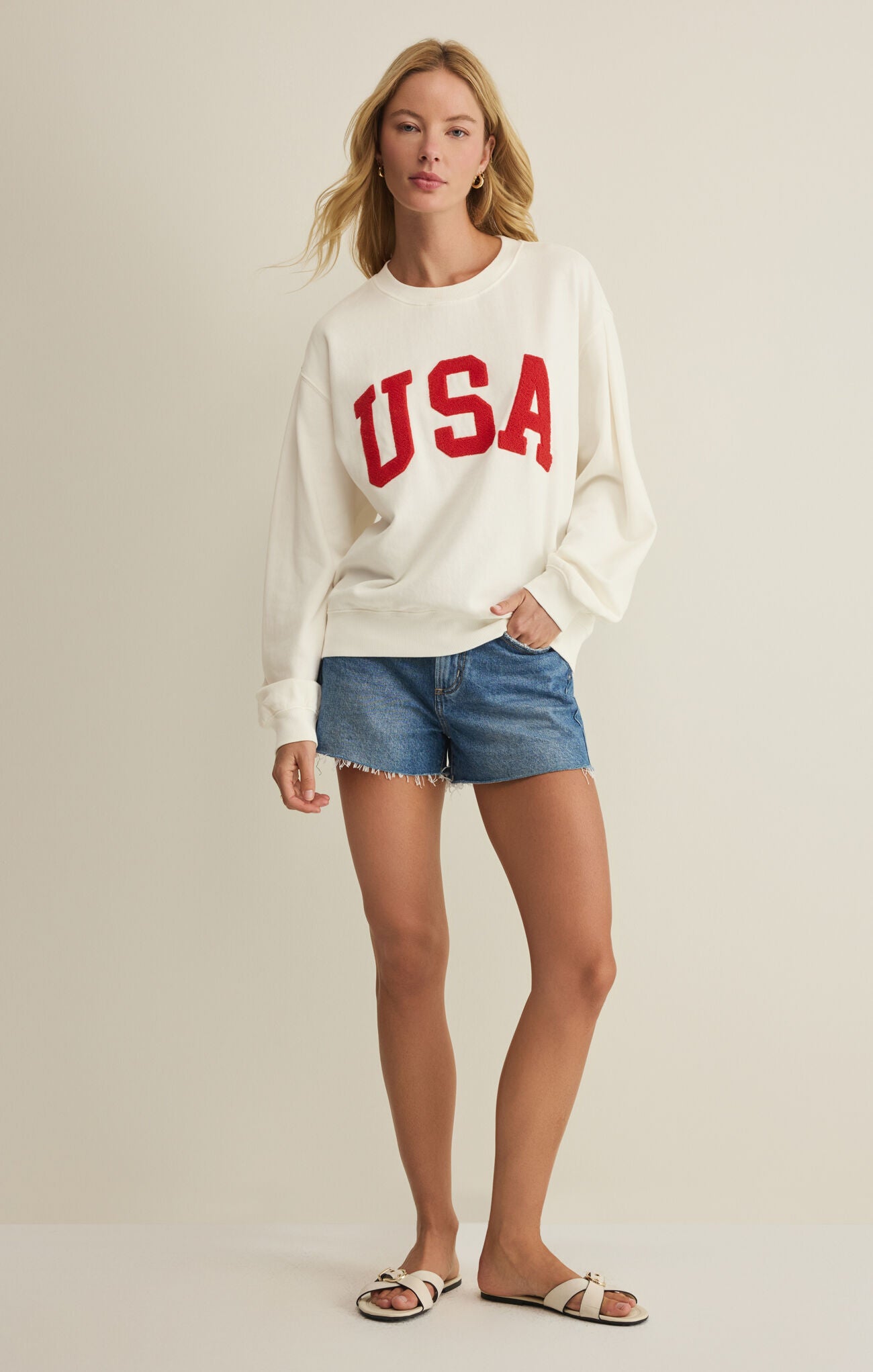USA Boyfriend Sweatshirt-Tops-Vixen Collection, Day Spa and Women's Boutique Located in Seattle, Washington