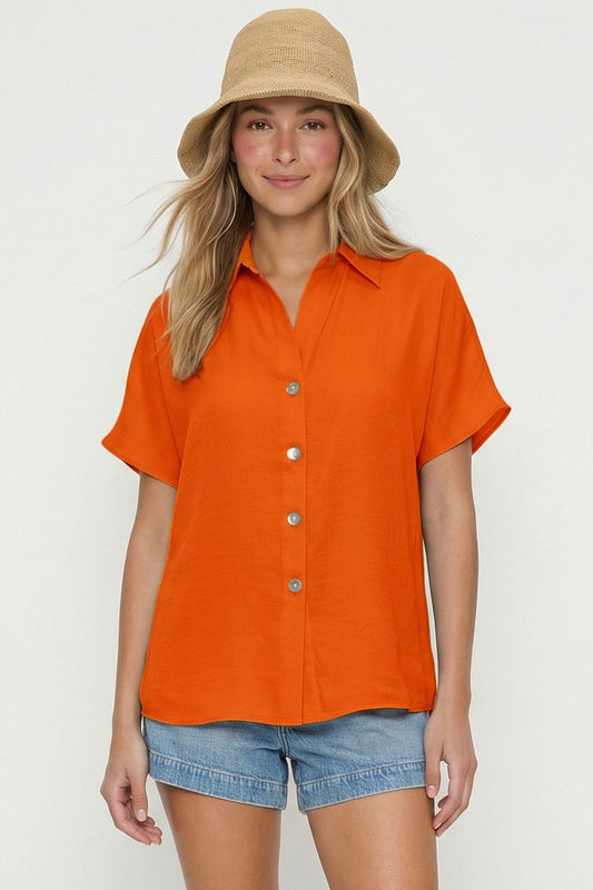 Clementine Button Up Blouse-Tops-Vixen Collection, Day Spa and Women's Boutique Located in Seattle, Washington