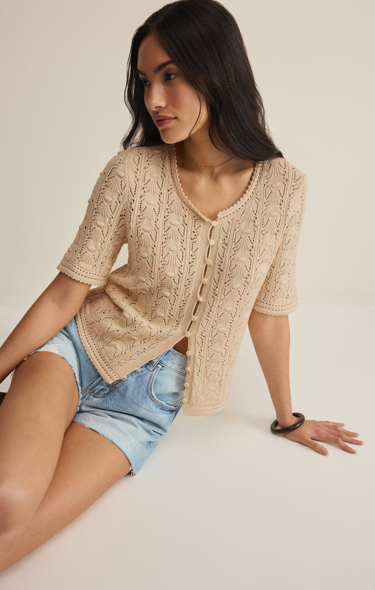 Adria Pointelle Cardigan-Tops-Vixen Collection, Day Spa and Women's Boutique Located in Seattle, Washington