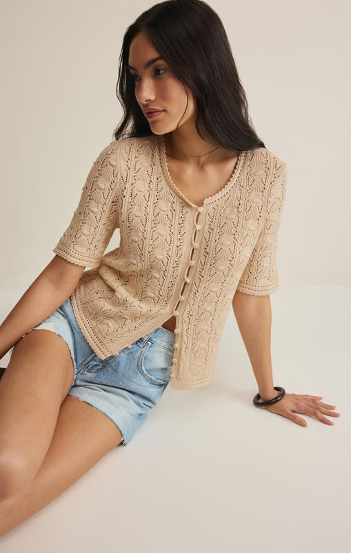 Adria Pointelle Cardigan-Tops-Vixen Collection, Day Spa and Women's Boutique Located in Seattle, Washington