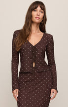 Amara Polka Dot Mesh Top-Long Sleeves-Vixen Collection, Day Spa and Women's Boutique Located in Seattle, Washington