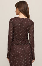 Amara Polka Dot Mesh Top-Long Sleeves-Vixen Collection, Day Spa and Women's Boutique Located in Seattle, Washington
