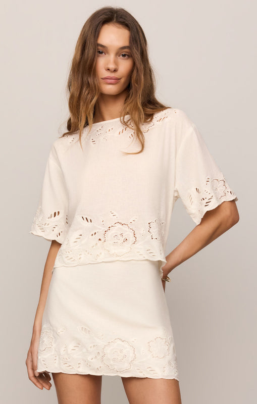 Daya Embroidered Top-Short Sleeves-Vixen Collection, Day Spa and Women's Boutique Located in Seattle, Washington